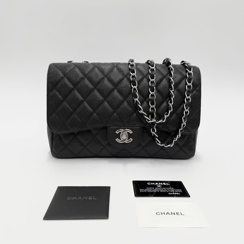 CHANEL キャビアスキン マトラッセ Jumbo チェーンショルダーバッグ 12