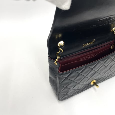 CHANEL ミニマトラッセ ラムスキン シングルフラップ シングルチェーンバッグ ブラック/ゴールド金具 1番台