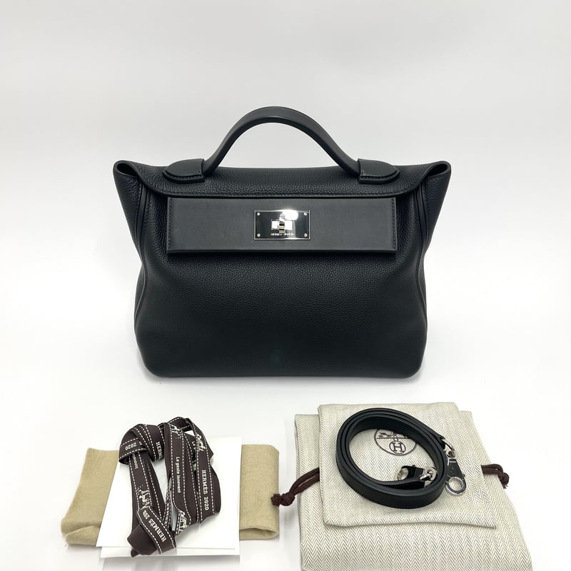 HERMES ヴァンキャトル24/24 29 ブラック/シルバー トゴ Y刻印