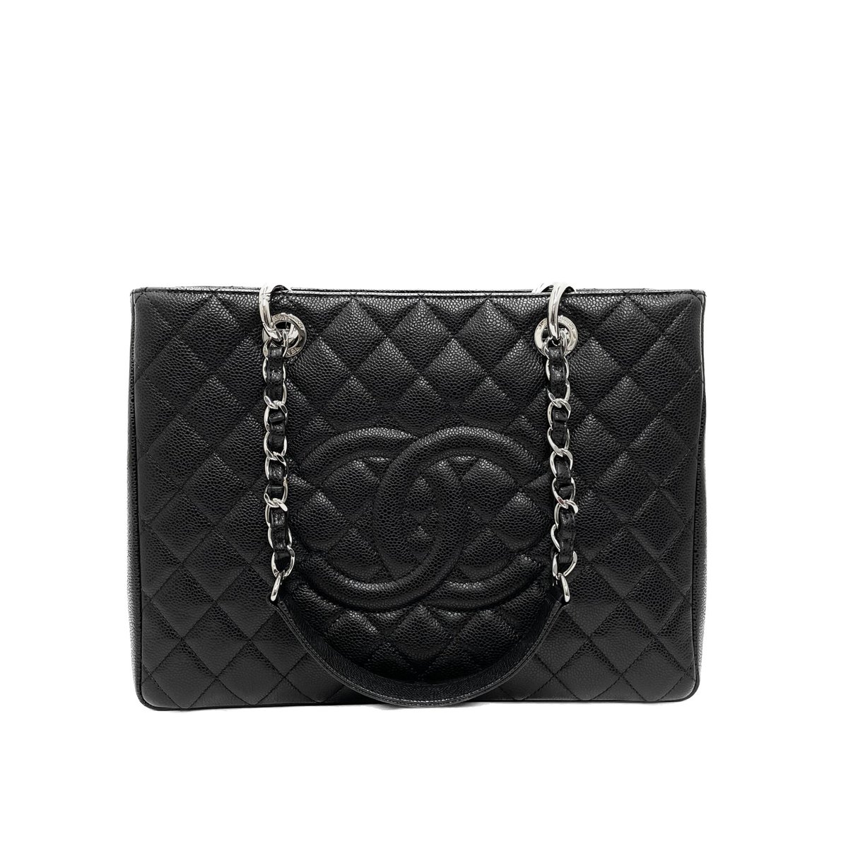 CHANEL キャビアスキン　チェーンショルダトートバッグ　デカマトラッセ CHANEL キャビアスキン マトラッセGST チェーンショルダートートバッグ