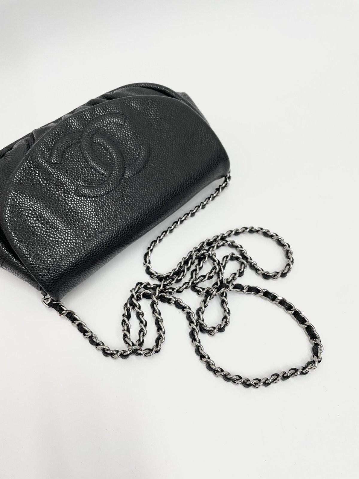 ★CHANEL★正規品ハーフムーンソフトキャビアスキンチェーンショルダーバッグ