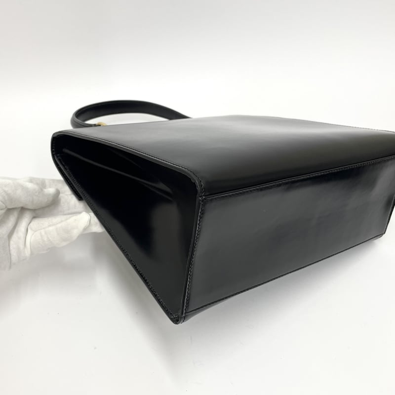 【美品】セリーヌ　ハンドバッグ　2way　ターンロック　ゴールド金具　レザー　黒 美品 CELINE セリーヌ ヴィンテージ ロゴ ターンロック 金具