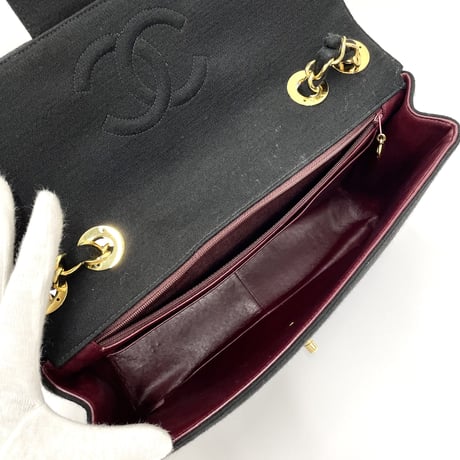 CHANEL コットン ビッグココ ダブルチェーンショルダーバッグJUMBO 3番台