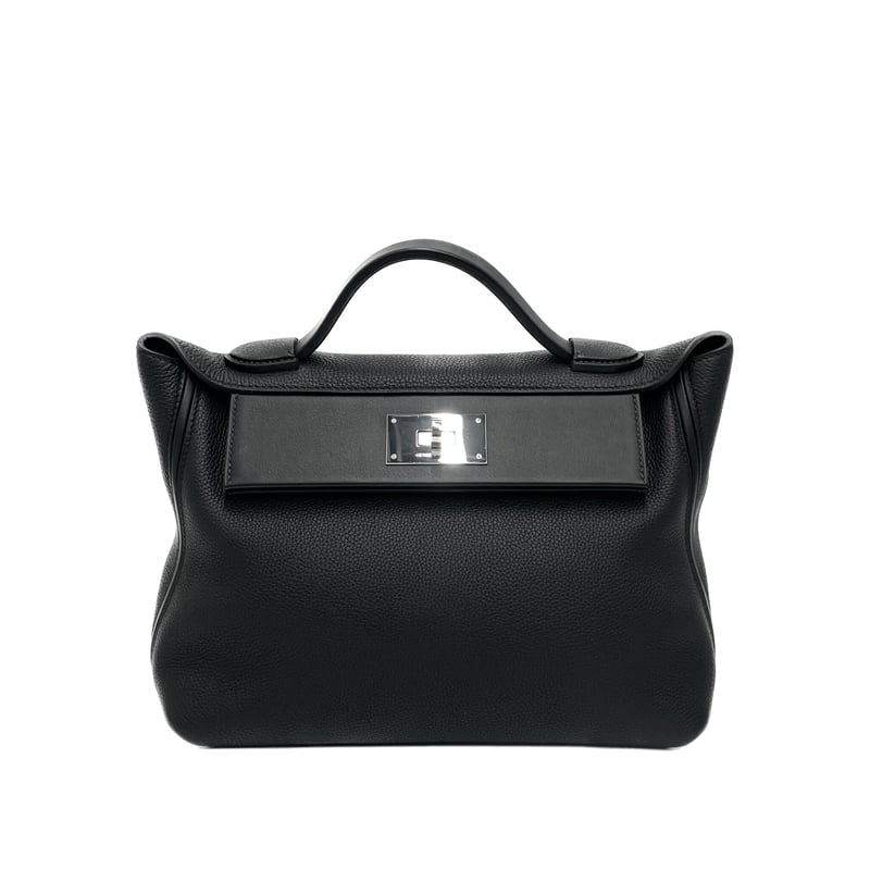 HERMES ヴァンキャトル24/24 29 ブラック/シルバー トゴ Y刻印