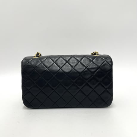 CHANEL ミニマトラッセ ラムスキン シングルフラップ シングルチェーンバッグ ブラック/ゴールド金具 1番台