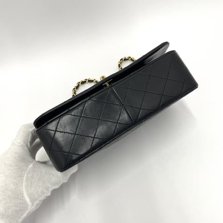 CHANEL ミニマトラッセ ラムスキン シングルフラップ シングルチェーンバッグ ブラック/ゴールド金具 1番台