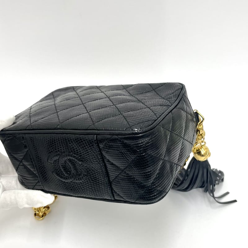 CHANEL リザード チェーンショルダーバッグ タッセルチャーム 2番台