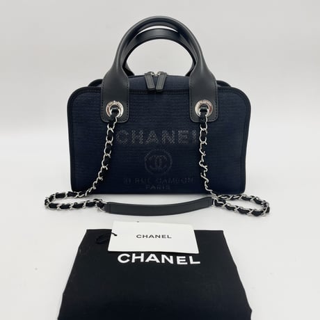 CHANEL ショルダーバッグ ドーヴィル 2wayショルダーバッグ ネイビー系 キャンバス ICチープランダム番台