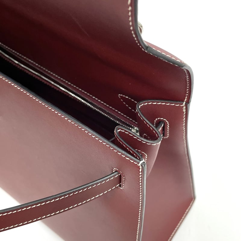 HERMES ケリー32外縫い ルージュアッシュ／シルバー金具 シャモニー