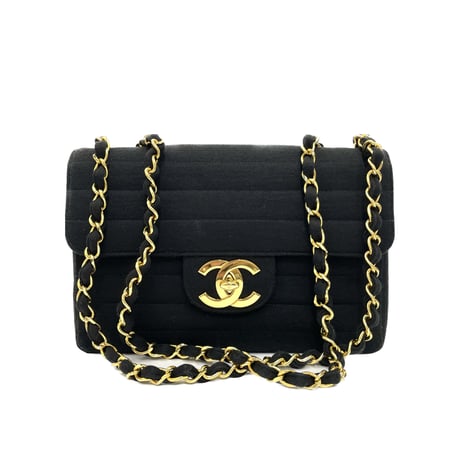 CHANEL コットン ビッグココ ダブルチェーンショルダーバッグJUMBO 3番台