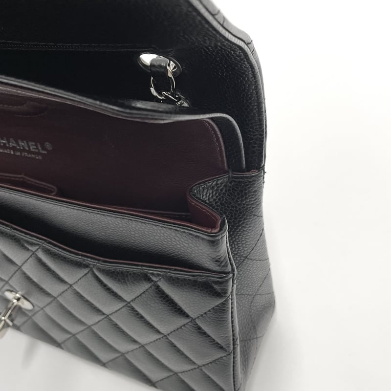 CHANEL マトラッセWフラップチェーンショルダーバッグ キャビアスキン