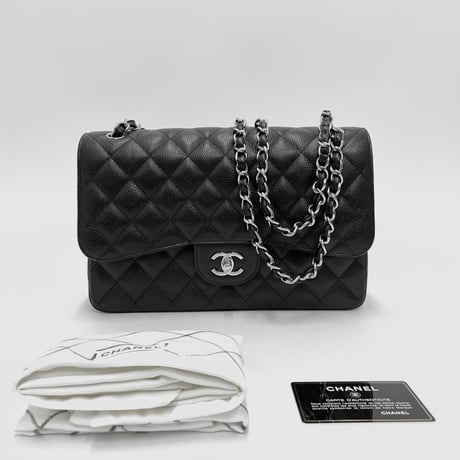 CHANEL マトラッセ キャビアスキンCF30 ダブルフラップ ダブルチェーン ショルダーバッグ 19番台