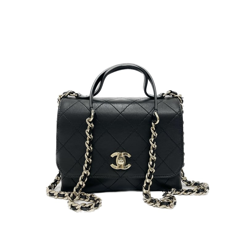 CHANEL レザー トップハンドル チェーンショルダーバッグ 28番台 CHANEL レザー トップハンドル チェーンショルダーバッグ 28番台