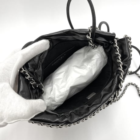 CHANEL 新品未使用  MINI 22 BAG ハンドバッグ/ショルダーバッグ ブラック/シルバー ICチープ ランダム番台