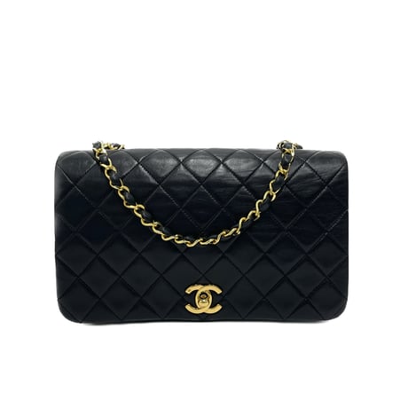 CHANEL ミニマトラッセ ラムスキン シングルフラップ シングルチェーンバッグ ブラック/ゴールド金具 1番台