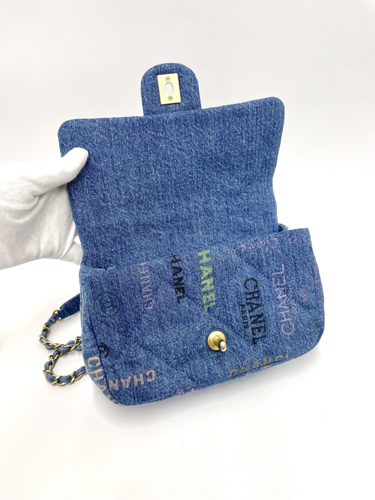 CHANEL 2022SS未使用品 マトラッセ デニム 落書 チェーンショルダー