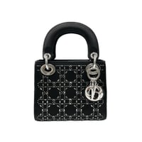 CHRISTIAN DIOR レディディオール ミニ M0500PRTC サテン/ビーズ ブラック ハンドバッグ