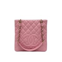 CHANEL 美品 キャビアスキン チェーントートバッグ PST 8番台
