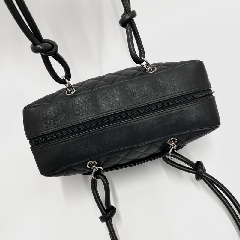 CHANEL カンボンライン ボストンバッグ ブラック×ホワイト A25171 9