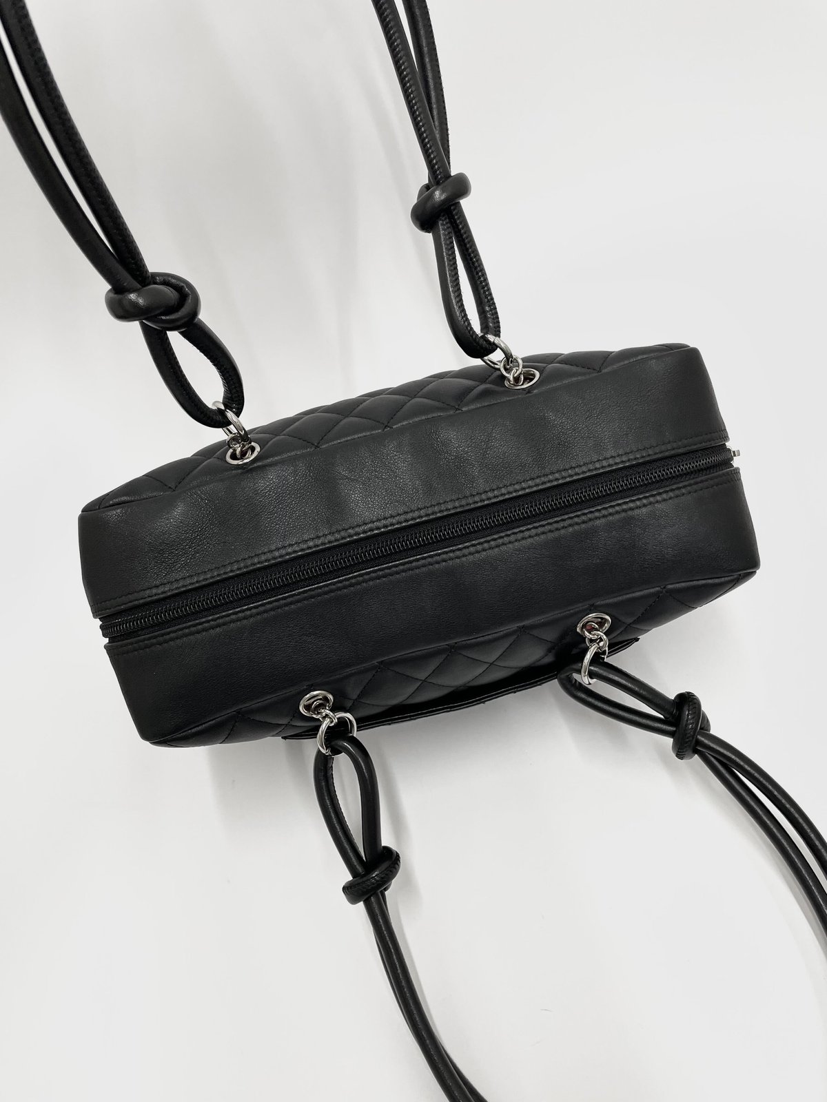 CHANEL カンボンライン ボストンバッグ ブラック×ホワイト