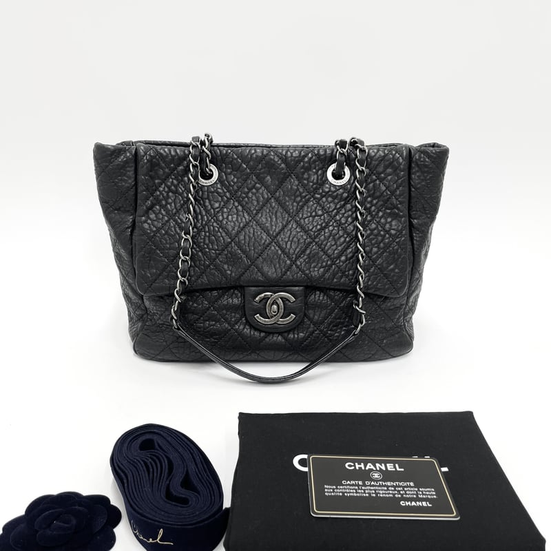 CHANEL レザー シワ加工 チェーンショルダー トートバッグ 21 CHANEL レザー シワ加工 チェーンショルダー トートバッグ 21