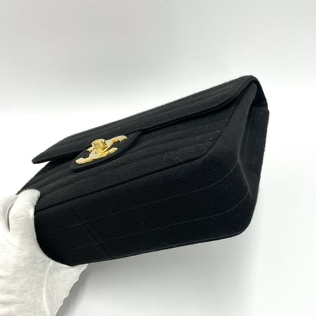 CHANEL コットン ビッグココ ダブルチェーンショルダーバッグJUMBO 3番台