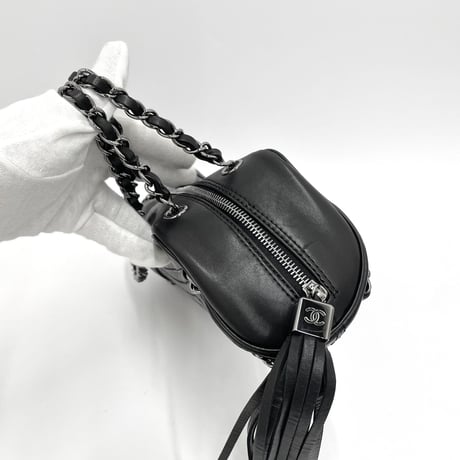 CHANEL ラムスキン フリンジ付き チェーンショルダーバッグ 8番台