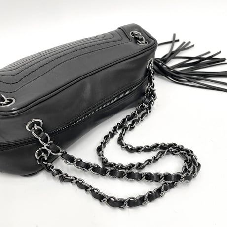 CHANEL ラムスキン フリンジ付き チェーンショルダーバッグ 8番台