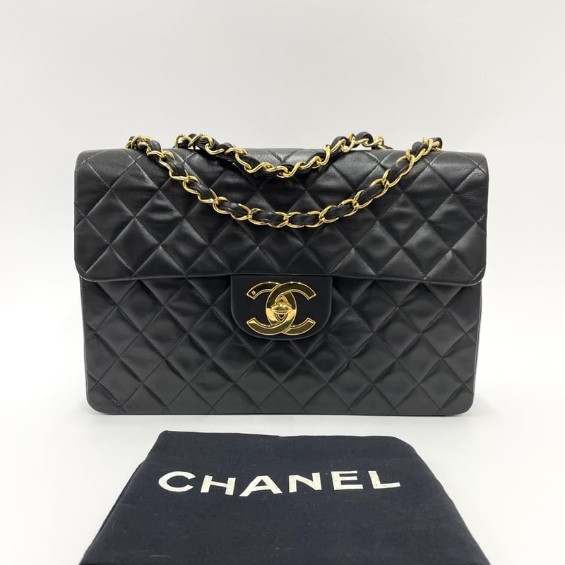 CHANEL ラムスキン デカマトラッセ 34 チェーンショルダーバッグ ココ 