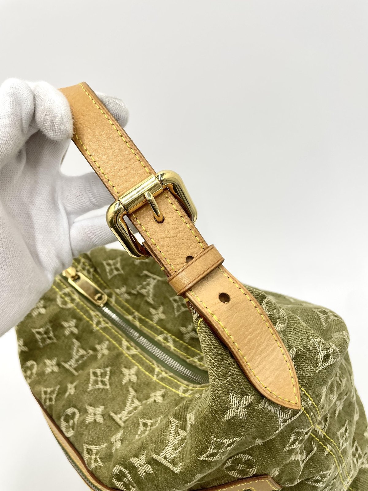 LOUIS VUITTON バギーGM モノグラムデニム ショルダーバッグ グリーン 