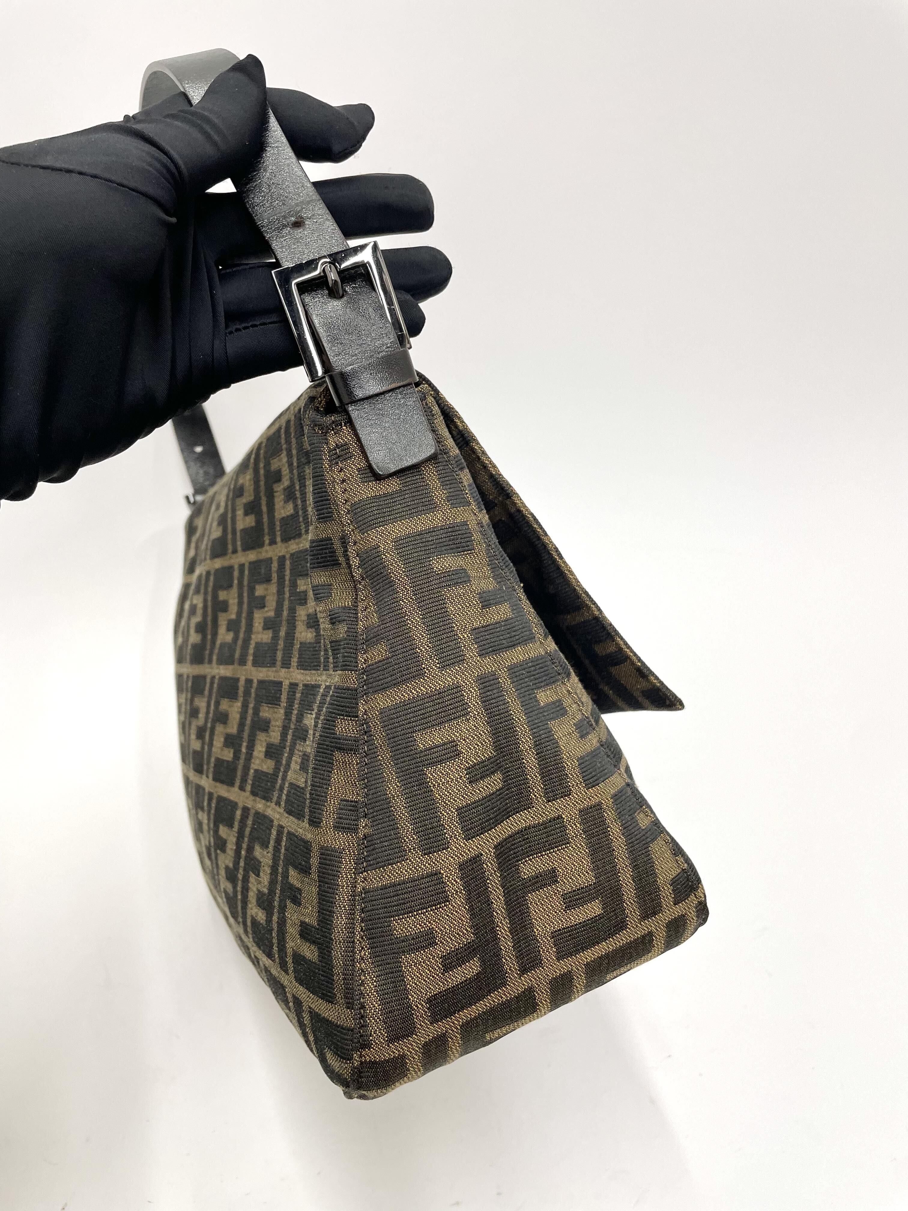 FENDI ズッカ柄 希少ブラック金具 マンマバケット ショルダーバッグ