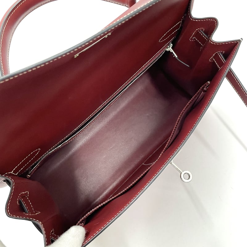 HERMES ケリー32外縫い ルージュアッシュ／シルバー金具