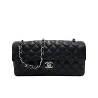 CHANEL キャビアスキン イーストウェスト チェーンショルダーバッグ ブラック/シルバー金具 13番台