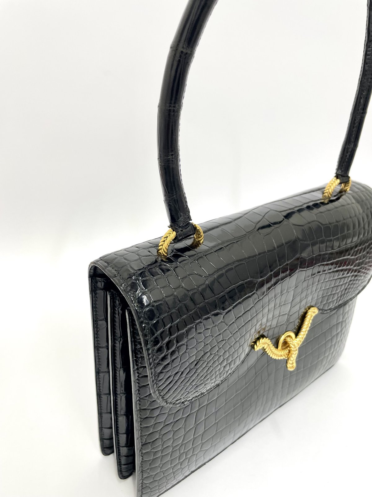 HERMES クロコダイル VASCO ヴィンテージ ハンドバッグ ○E刻印