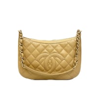 CHANEL キャビスキン ビッグココ マトラッセ ショルダーバッグ ベージュ 8番台