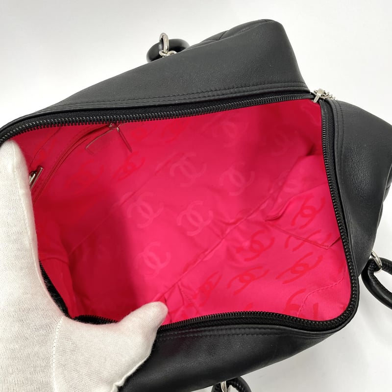 CHANEL カンボンライン ボストンバッグ ブラック×ホワイト A25171 9