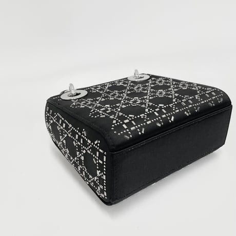 CHRISTIAN DIOR レディディオール ミニ M0500PRTC サテン/ビーズ ブラック ハンドバッグ