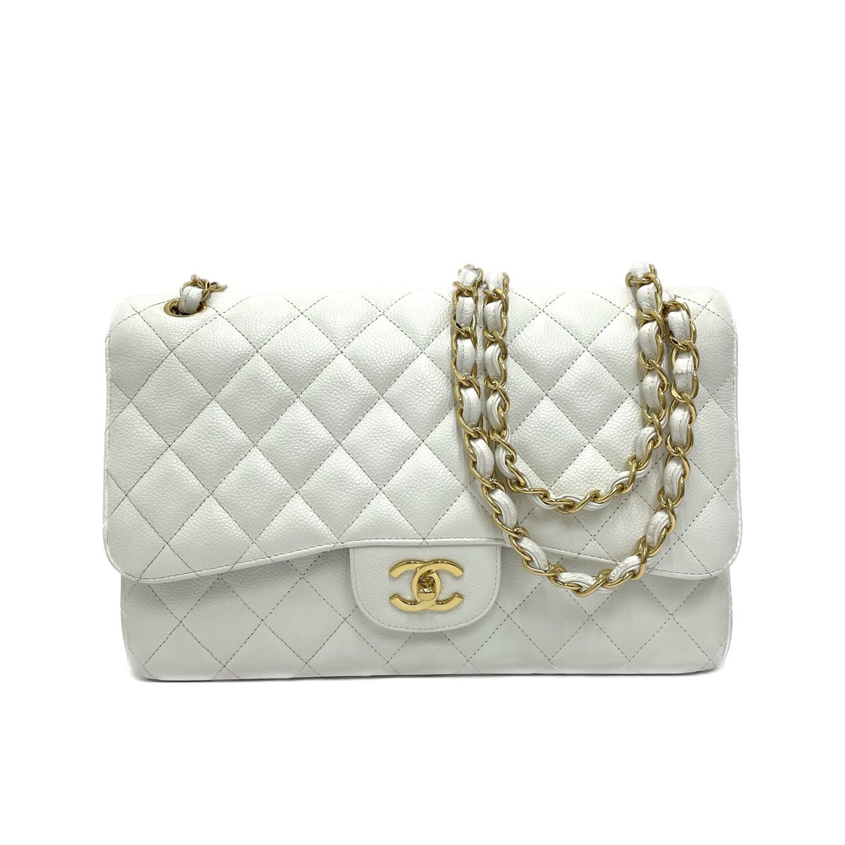 CHANEL キャビアスキン マトラッセ Jumbo Wフラップ チェーン CHANEL キャビアスキン マトラッセ Jumbo Wフラップ チェーン