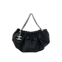 CHANEL サテン生地 チェーン ハンドルバッグ 10番台