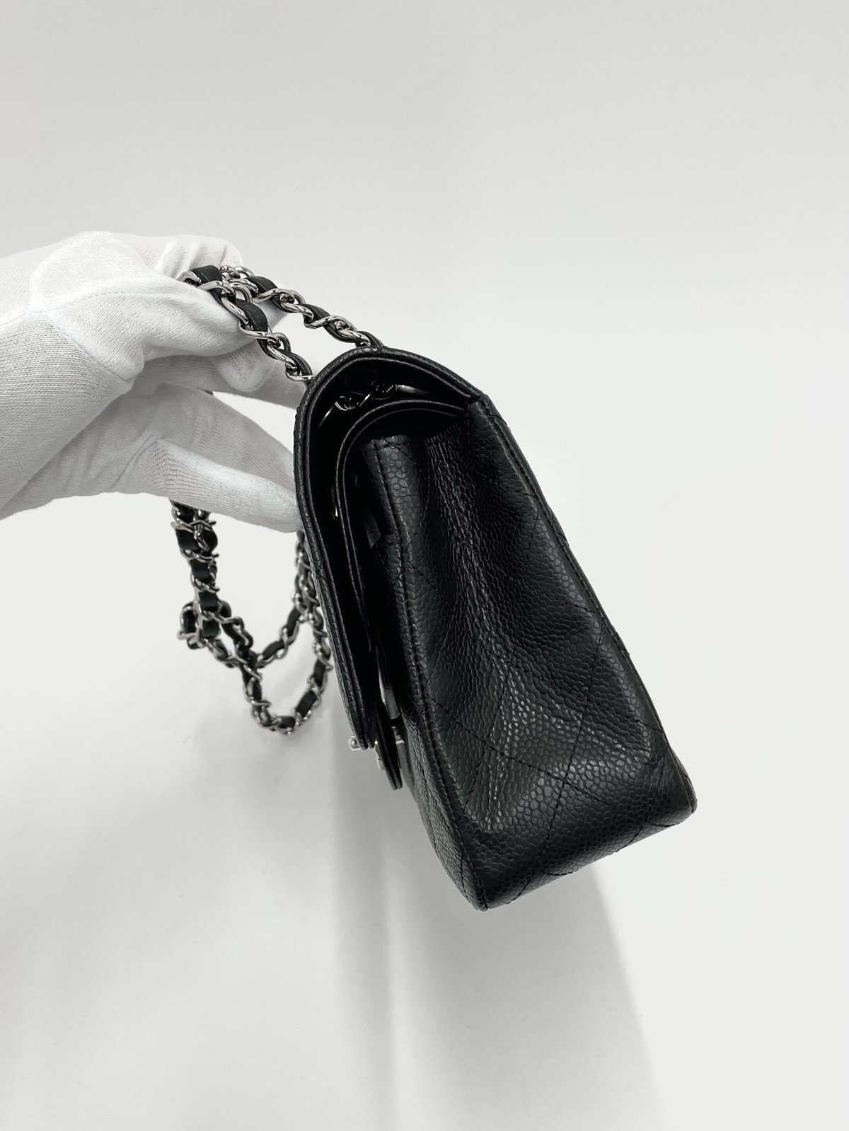 CHANEL キャビアスキン マトラッセ25 Wフラップ チェーンショルダー