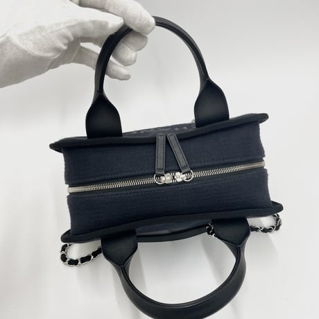 CHANEL ショルダーバッグ ドーヴィル 2wayショルダーバッグ ネイビー系 キャンバス ICチープランダム番台