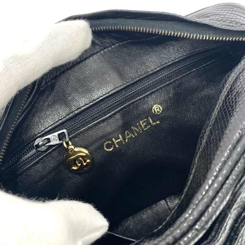 CHANEL リザード チェーンショルダーバッグ タッセルチャーム 2番台