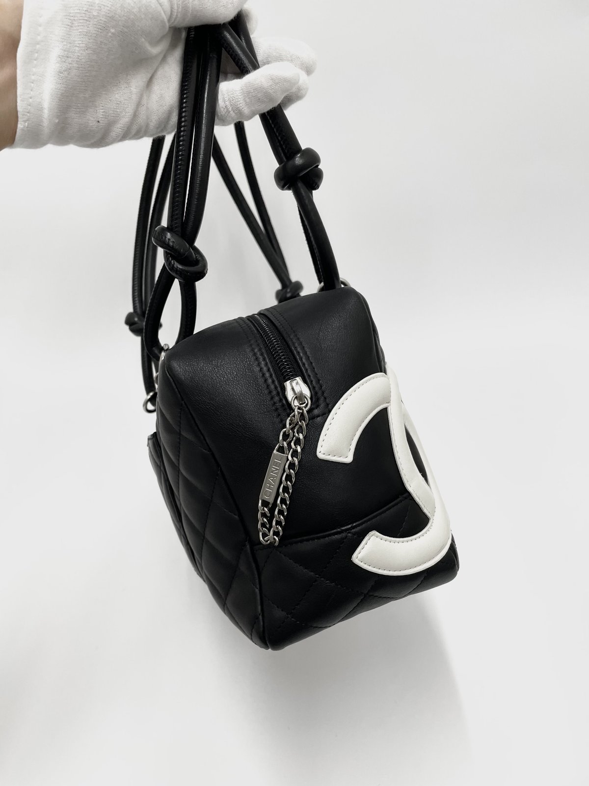 CHANEL ボストンバッグ CHANEL カンボンライン ボストンバッグ ブラック×ホワイト