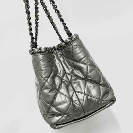 CHANEL レザー シルバー加工 チェーンミー トートバッグ 16番台