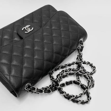 CHANEL マトラッセ キャビアスキンCF30 ダブルフラップ ダブルチェーン ショルダーバッグ 19番台