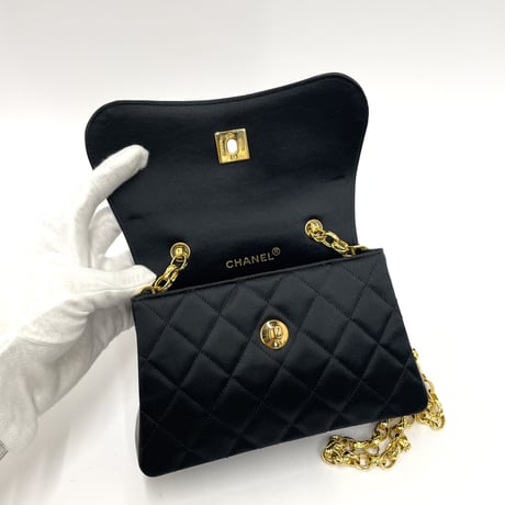 CHANEL 激レア サテン マトラッセ ココマーク ポーチ付 チェーンショルダーバッグ 1番台