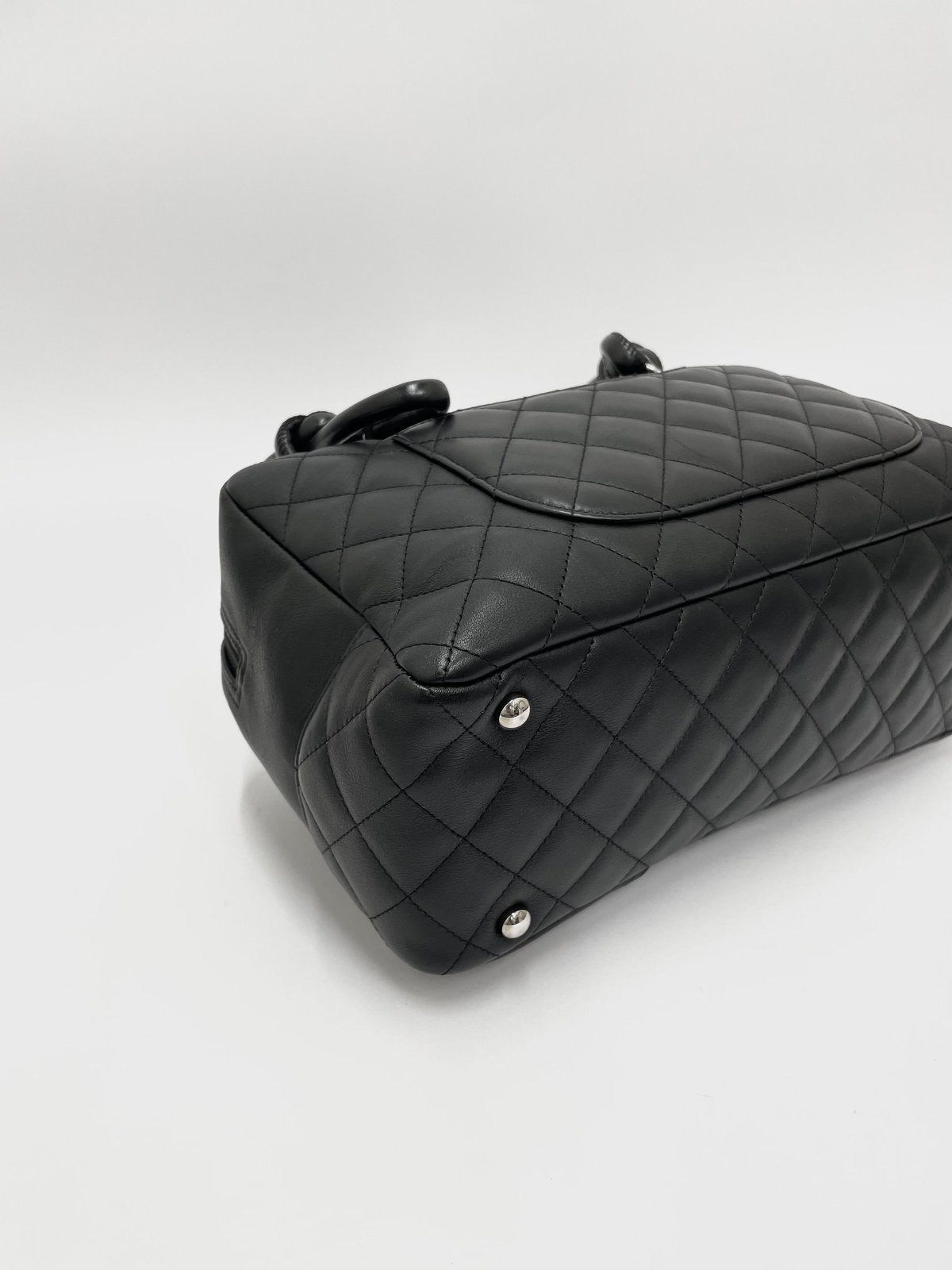 CHANEL カンボンライン ボストンバッグ ブラック×ホワイト A25171 9