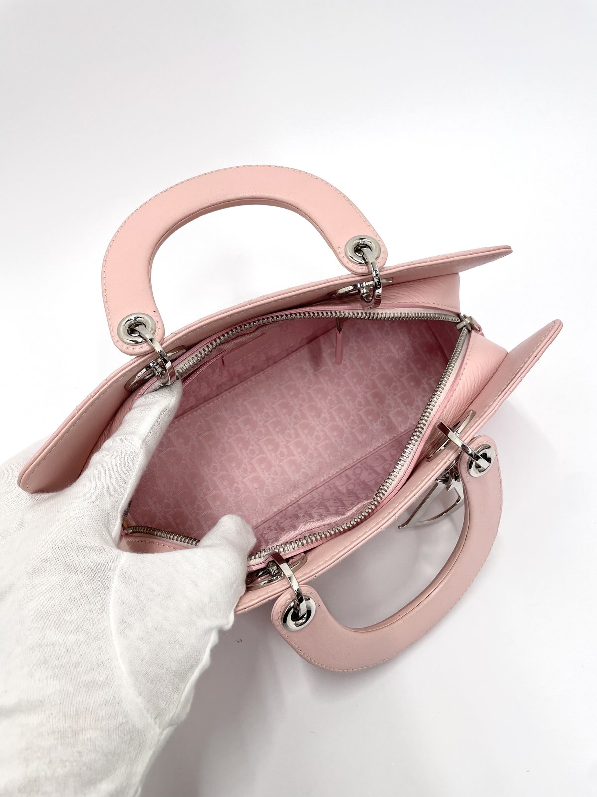 CHRISTIAN DIOR 美品レディディオール カナージュ ハンドバッグ
