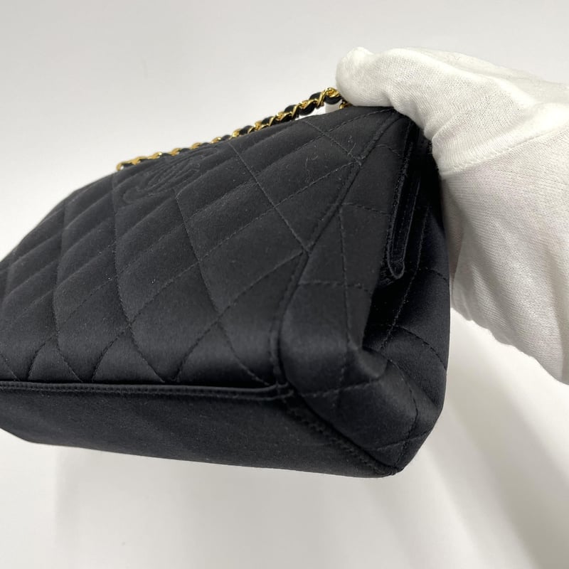 CHANEL サテン ヴィンテージ チェーンショルダーバッグ 4番台