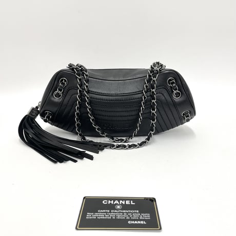 CHANEL ラムスキン フリンジ付き チェーンショルダーバッグ 8番台